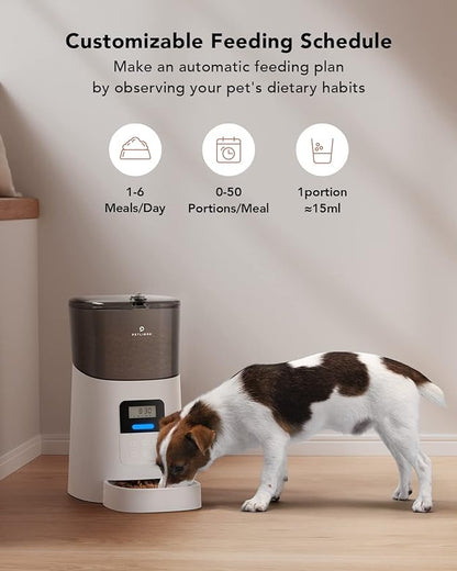 PETLIBRO Automatic Dog Feeder, 6L Dog Food Dispenser with Twist Lock Lid, Timed Dog Feeder with Clog-Free Design & Low Food LED Indication, Up to 50 Portion 6 Meals Daily for Dogs Cats Pets