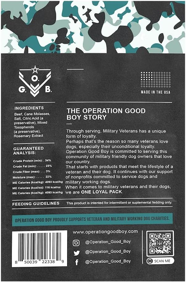 Operation Good Boy Dog Treats - Beef Jerky Strips Stars & Strips | Natural, Farm-Raised Meat - Vet-Formulated AAFCO Approved Ingredients | Perfect Training Treats for Medium to Large Dogs