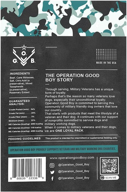 Operation Good Boy Dog Treats - Beef Jerky Strips Stars & Strips | Natural, Farm-Raised Meat - Vet-Formulated AAFCO Approved Ingredients | Perfect Training Treats for Medium to Large Dogs