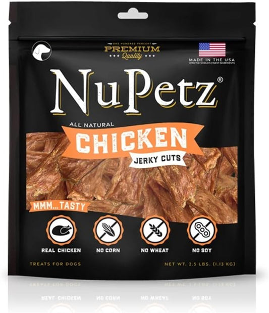 Natural Real Chicken Jerky Cuts - 2.5 lbs - Premium Dog Treats, Real Chicken, No Corn- Wheat-Soy, Training & Reward, Made in The USA