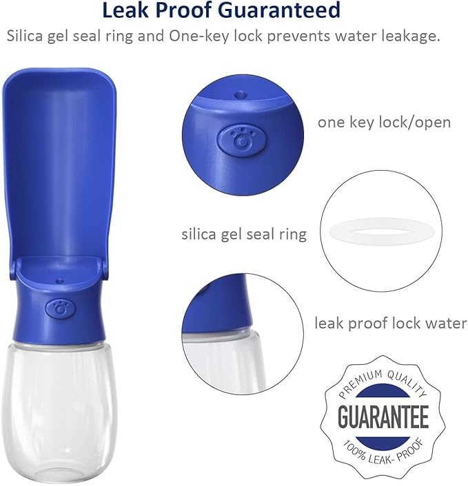 WePet Foldable Portable Dog Water Bottle Puppy Water Dispenser with Drinking Feeder, 12 OZ, High-temperature Resistant Leak Proof for Pets Outdoor Walking, Hiking, Travel, Food Grade Plastic BPA Free
