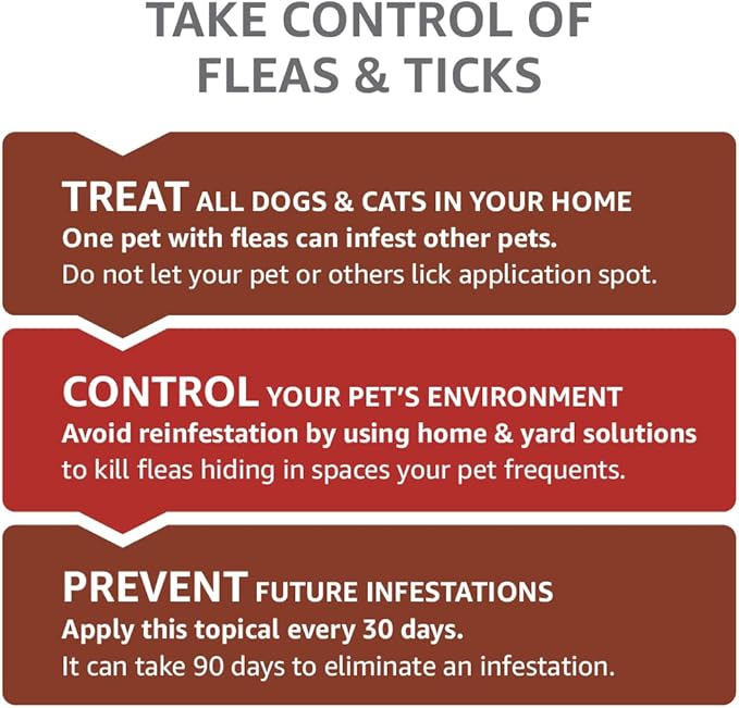 Amazon Basics Flea and Tick Topical Treatment for X-Large Dogs (89-132 lbs), 6 Count (Previously Solimo)