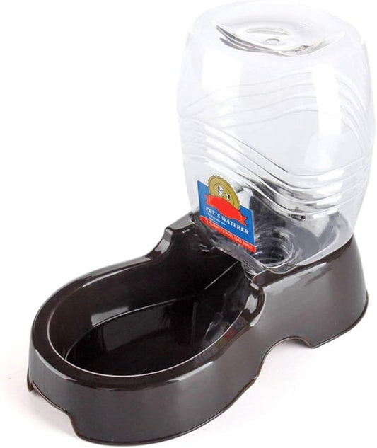 Flexzion Pet Water Dispenser Station, Black (1/4 Gallon) Auto Replenish Gravity Waterer Drinking Fountain Bottle Bowl Dish Portable Stand for Small Dog Cat Animal