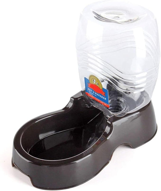 Flexzion Automatic Pet Water Dispenser - Self-Filling Cat & Dog Gravity Water Bowl, 3/8 Gallon (1.5L) Black Auto Cat Water Dispenser, Non-Skid & Easy-Clean Dog Water Feeder