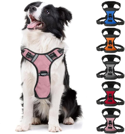 Gorilla Grip No Pull Comfortable Durable Dog Harness with Handle, Pet Leash Clips on Chest or Back for Walking, Padded Mesh Pets Vest, Adjustable Reflective Straps, Puppy Training, Pink