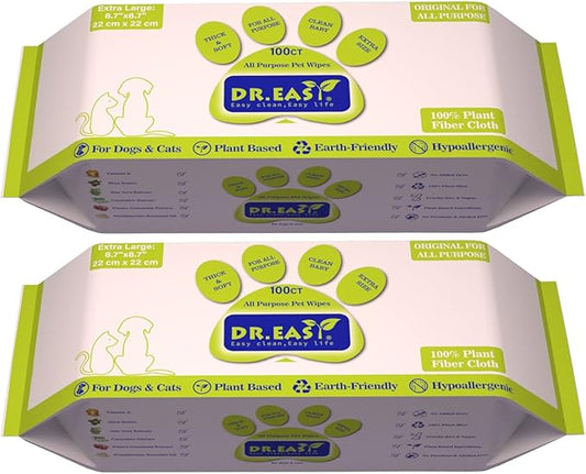 DR.EASY All Purpose 200ct Pet Wipes for Dogs and Cats,Unscented，Ears, Face, Butt, Body and Eye –Convenient, Nature，Home or Travel，Best Pet Supplies