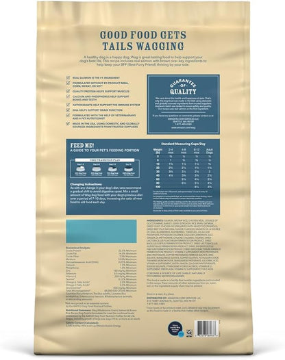 Amazon Brand – Wag Dry Dog Food, Salmon and Brown Rice, 30 lb Bag (Pack of 1)