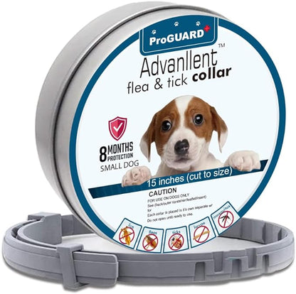 Flea Collar for Dogs, Flea and Tick Collars for Small Dogs, 15.5inch, 8 Month Protection (1 Pack), Gray