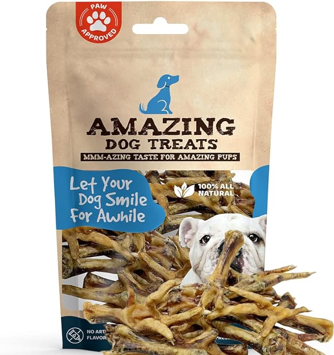 Amazing Dog Treats - Chicken Feet Dog Treats (100 Count - Bulk) - All Natural Chicken Feet for Dogs American Grade Chicken Feet Dog Chew Bones