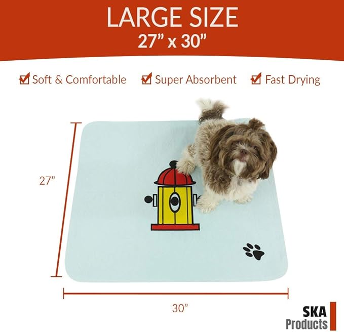 Cute Washable Puppy Pee Pads | 2 Pack Flower, Heart Designs | Large Super Absorbent Wee Potty Mats | Dog Housebreaking, Pet Crate Training | Multi-Purpose Reusable Eco-Friendly