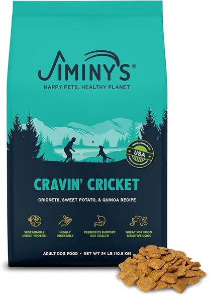 Jiminy's Cravin' Cricket Dry Dog Food, Hypoallergenic, Sensitive Stomach, 24lb Bag (Pack of 1)