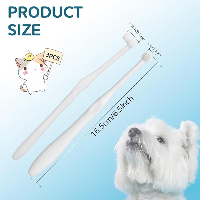 3Pcs Pet Toothbrush with Ultra Soft Nano Bristles, Dog Toothbrushes, Pet Cat Dental Care Oral Hygiene Toothbrush for Sensitive Pet Teeth Gums, Puppy Kitten Toothbrush