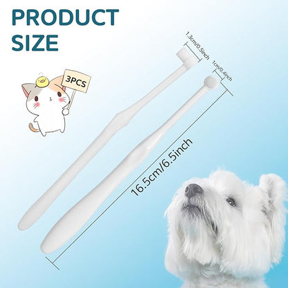 3Pcs Pet Toothbrush with Ultra Soft Nano Bristles, Dog Toothbrushes, Pet Cat Dental Care Oral Hygiene Toothbrush for Sensitive Pet Teeth Gums, Puppy Kitten Toothbrush