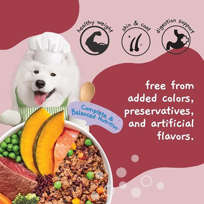 MOOCHIE Home Cooked Superfood Natural Wet Dog Food Recipe - Fit & Firm - Made with Beef, Salmon, and Riceberry - No Added Preservatives or Artificial Flavoring - 9 oz x 6 Pouches