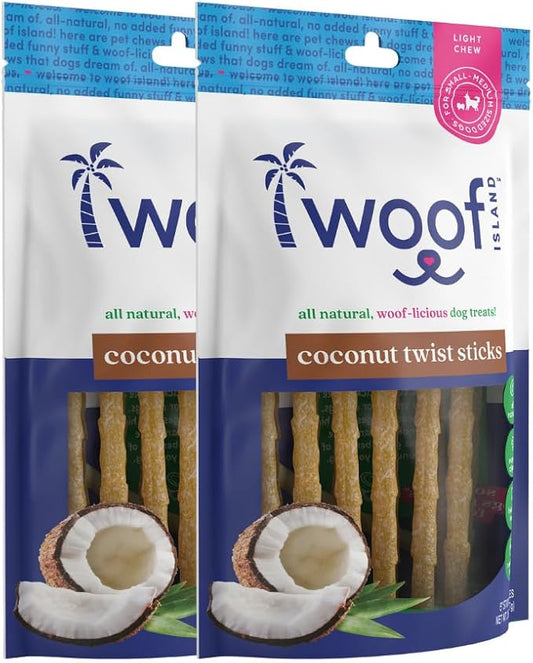 5" Coconut Dog Chews - Premium, All Natural Coconut Dog Treats - Healthy Puppy Treats & Vitamin Rich Rawhide Free Dog Chews - (Original - 2 Pack)