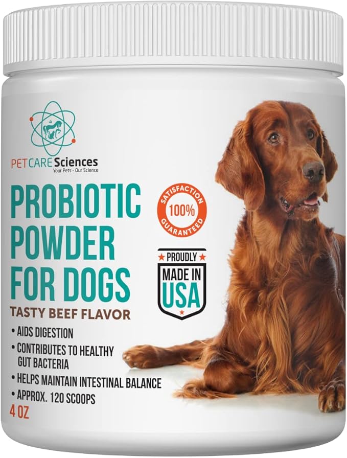 Approx 120 Servings of Dog Probiotic Powder - Dog Probiotics and Digestive Enzymes - Enzyme Supplement for Dogs - Dog Digestive Support - Made in The USA
