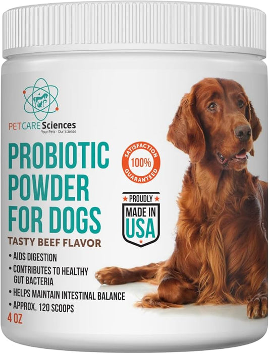 Approx 120 Servings of Dog Probiotic Powder - Dog Probiotics and Digestive Enzymes - Enzyme Supplement for Dogs - Dog Digestive Support - Made in The USA