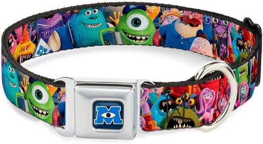 Buckle-Down Seatbelt Buckle Dog Collar - Monsters University Monsters Stacked - 1.5" Wide - Fits 16-23" Neck - Medium