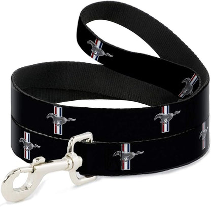 Buckle-Down Pet Leash - Ford Mustang w/Bars Logo REPEAT - 4 Feet Long - 1/2" Wide