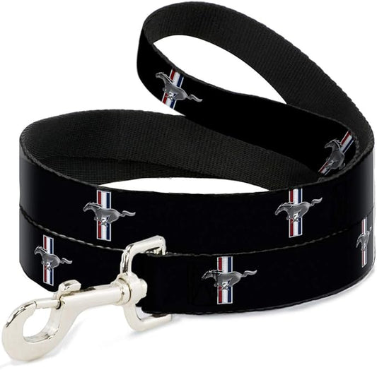 Buckle-Down Pet Leash - Ford Mustang w/Bars Logo REPEAT - 4 Feet Long - 1/2" Wide
