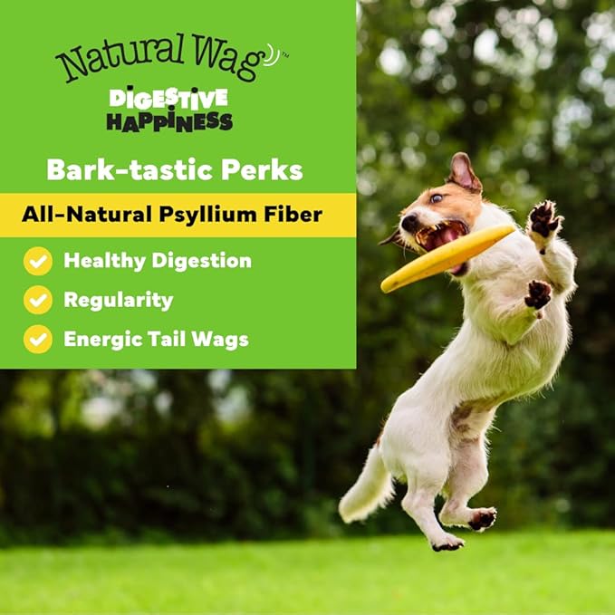 Natural Wag Digestive Happiness for Digestion & General Health Supplement for Dogs - Psyllium Husk Fiber - Relieve Digestive Conditions, Optimize Stool, and Improve Health