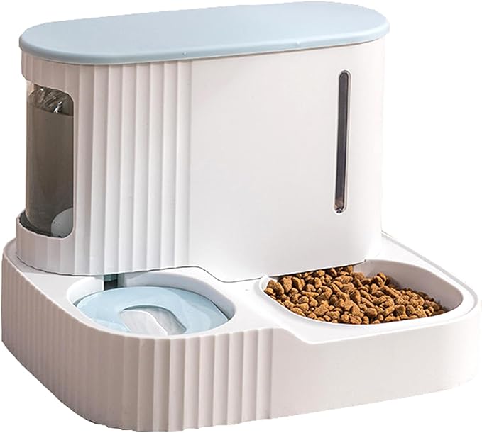 Automatic Cat Food Water Dispenser Gravity Pet Self Feeder Dry Food Bowl and Watering Supplies Dispenser for Indoor Small Medium Dog Puppy Kitten 2 in 1 (GREEN)