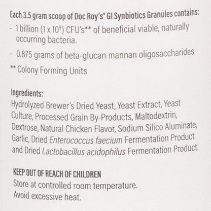 Doc Roy's GI Synbiotics- Probiotic & Prebiotic Supplement - for Dogs and Cats- 454 gm Granules
