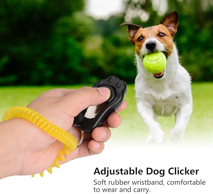 Yosoo Clicker Dog Training, Adjustable 3 Gears Pet Dog Training Clicker Shaped with Wrist Strap for Cats Birds(Black)