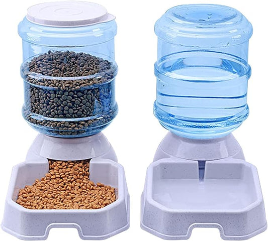 Pet Feeder and Water Dispenser Premium Quality Self-Dispensing Gravity 1 Gallon Large Capacity Pet Feeder, 3.8 Liters Capacity Pet Waterer