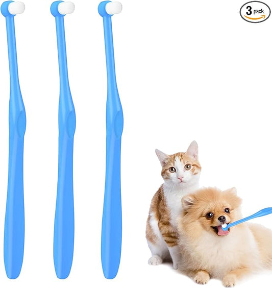 3Pcs Pet Toothbrush Cat Dog Toothbrush Puppy Kitten Toothbrush with Ultra Soft Nano Bristles, Pet Dental Care Oral Hygiene Toothbrush for Sensitive Pet Teeth Gums