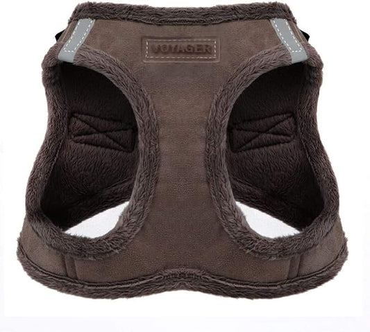 Voyager Step-In Plush Dog Harness – Soft Plush, Step In Vest Harness for Small and Medium Dogs by Best Pet Supplies - Harness (Chocolate Suede), XL (Chest: 20.5 - 23")