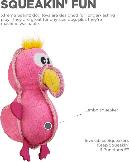 Outward Hound Xtreme Seamz Flamingo Squeaky Durable Dog Toy