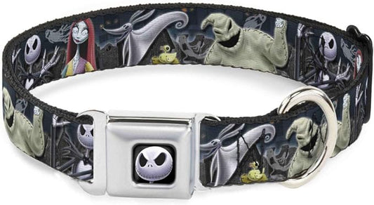 Buckle-Down Dog Collar Seatbelt Buckle Nightmare Before Christmas 4 Character Group Cemetery Scene, Multicolor, 1.5" Wide - Fits 18-32" Neck - Large (DC-WDY256-WL)
