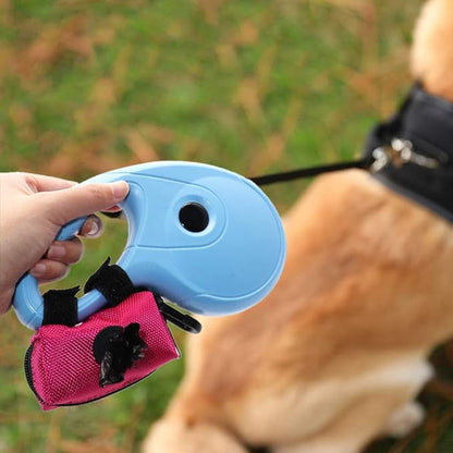 SLSON Pet Waste Bag Dispenser Zippered Pouch,Portable Dog Poop Bag Holder Leash Attachment Lightweight Fabric Bags (Pink)