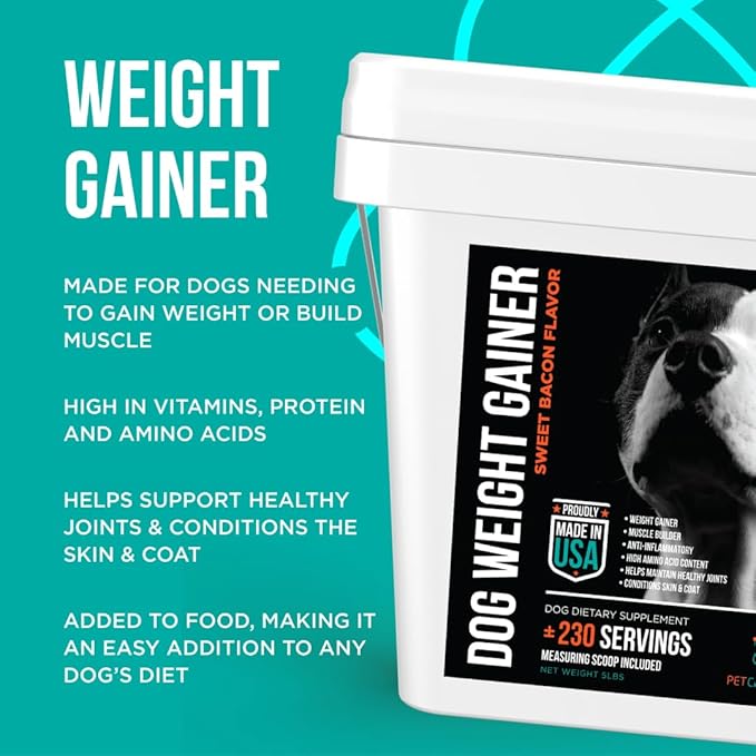 PET CARE Science 5 lbs Servings of Dog Weight Gainer - Weight Gain Supplements for Dogs - Canine and Dog Muscle Builder - Dog Protein Powder - High Calorie Dog Food Supplement