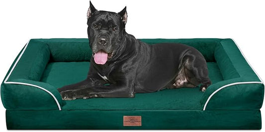 Orthopedic Dog Bed Waterproof, XXL Dog Beds for Oversized Dogs, Washable Dog Sofa Bed with Removable Cover & Non-Slip Bottom(XX-large,Emerald)