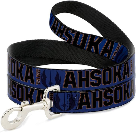 Star Wars Pet Leash, Dog Leash, Star Wars Tano Ahsoka Pose and Jedi Order Insignia Blues, 4 Feet Long 1.0 Inch Wide