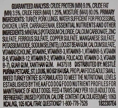 Purina Pro Plan Small Breed Grain Free Wet Dog Food - (6) Turkey (3.5oz) - Plus Mini Rope Toy and Fun Facts Booklet Bundle