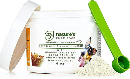 POWERFUL PET HIP & JOINT - with ORGANIC TURMERIC - Natural Ingredients - Triple Strength - Chondroitin - Glucosamine - MSM - Organic Sea Coral Calcium. Extra Large 170 Grams.