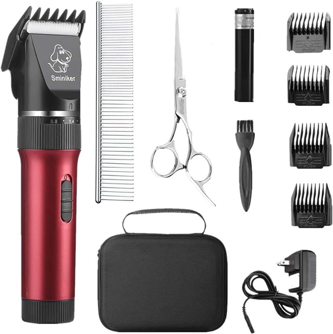 Low Noise Horses Clippers Rechargeable Cordless Pet Clippers Grooming Kit with Storage Bag 5 Speed Professional Animal Clippers Pet Grooming Kit