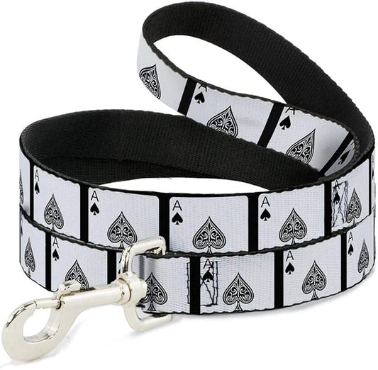 Buckle-Down Dog Leash Ace of Spades 6 Feet Long 0.5 Inch Wide