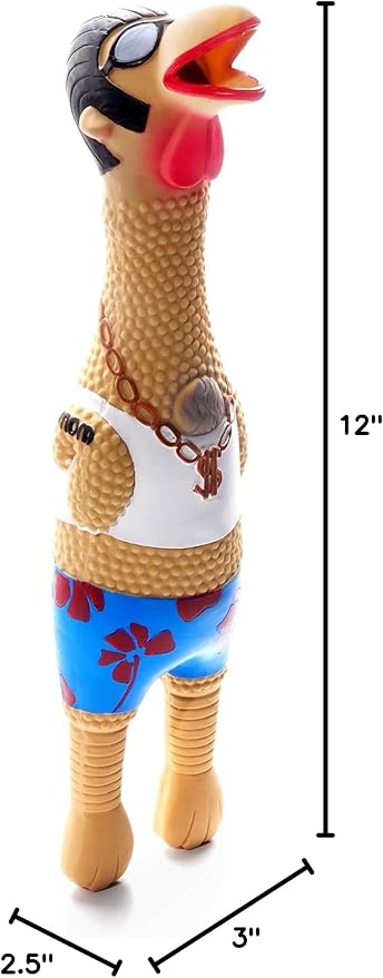 Outward Hound Squawkers Earl Latex Rubber Chicken Interactive Dog Toy, Large