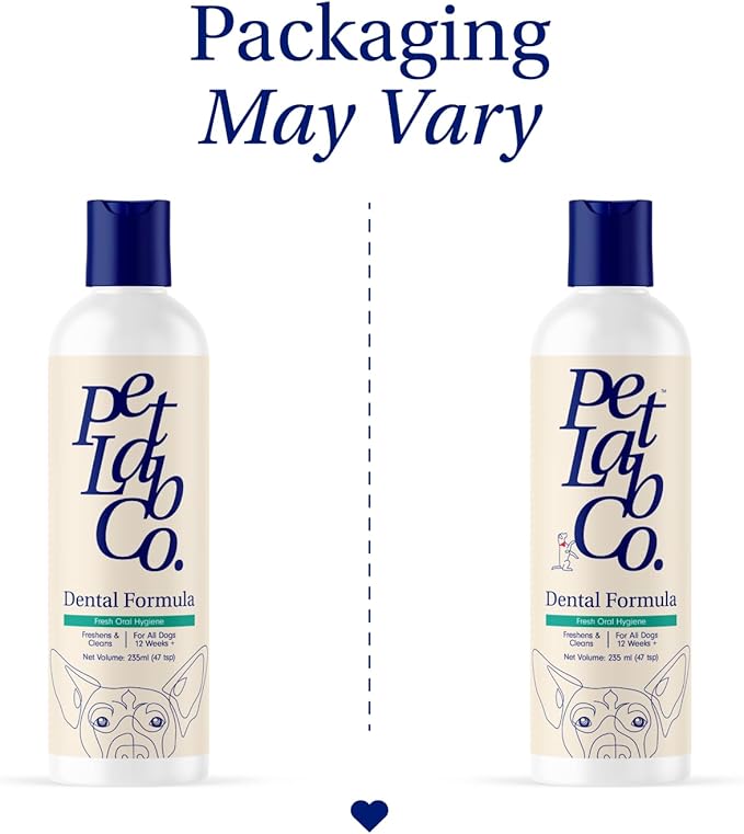 Petlab Co. Dog Dental Formula - Keep Dog Breath Fresh and Teeth Clean - Supports Gum Health - Water Additive Dental Care Targets Tartar - Packaging May Vary