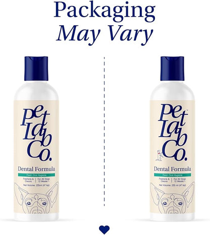 Petlab Co. Dog Dental Formula - Keep Dog Breath Fresh and Teeth Clean - Supports Gum Health - Water Additive Dental Care Targets Tartar - Packaging May Vary