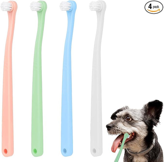 4 Pack Small Dog Toothbrush Pet Toothbrush Cat Tooth Brush Puppy Toothbrush Mini Head Soft Dog Cat Tooth Brush Deep Clean Kit for Puppy,Kitten,Small Dog & Cat,Portable Travel Friendly and Easy to Use