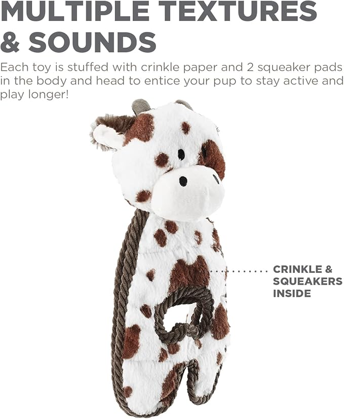 Outward Hound Cuddle Tugs Cow Plush Squeaky Dog Toy
