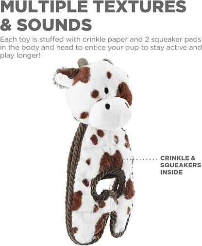 Outward Hound Cuddle Tugs Cow Plush Squeaky Dog Toy