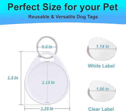 Dog Camping Gear (10pk) Blank Dog ID Tags, Emergency Double Sided Dog Tags with Key Ring, Prevent Lost Dogs During Travel or RV Camping, Camping Dog Accessories, Water-Resistant Pet Tag
