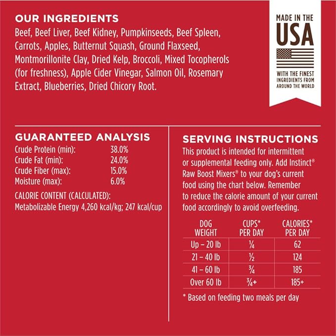 Instinct Freeze Raw Boost Mixers Freeze Dried Raw Dog Food Topper, Grain Free Freeze Dried Dog Food Topper | Multiple Sizes and Flavors 6 ounce (Pack of 1)