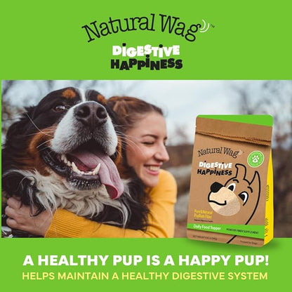 Natural Wag Digestive Happiness for Digestion & General Health Supplement for Dogs - Psyllium Husk Fiber - Relieve Digestive Conditions, Optimize Stool, and Improve Health